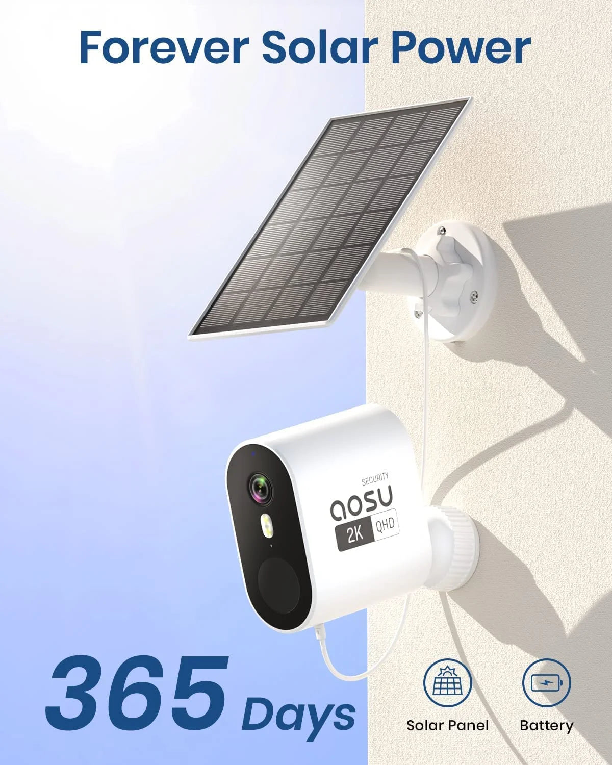 Solar Wireless Outdoor Security Cameras, 2K/3MP Home Security System, 2 Camera Kit with 166° Ultra-Wide View, Solar Powered, Spotlight, Night Vision, No Monthly Fee, 32G Local Storage