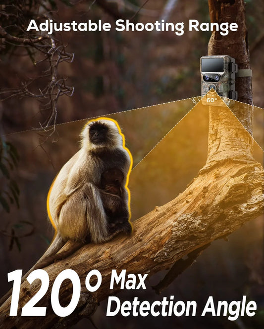 Trail Camera 4K 48MP with Wifi Bluetooth Dual-Lens and Starlight Night Vision
