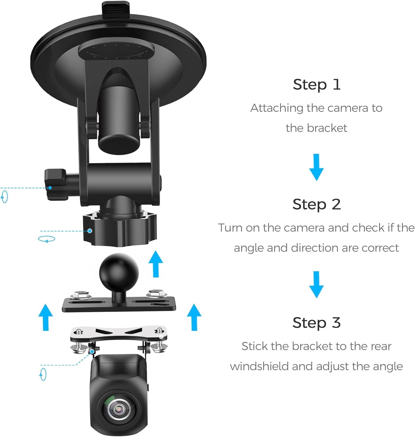 Rear Camera Mount(2 Pcs),Universal Rear Window Camera Mount,Adjustable Back Windshield Backup Camera Mount,Dash Cam Rearview Camera Bracket,Car Recorder Mirror Cam Reverse Camera Holder
