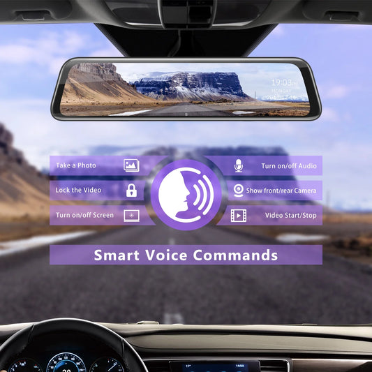 2.5K Mirror Dash Cam for Car, Dual Dash Camera Front and Rear 10" Full Touch Screen, Rear View Mirror Camera, 1080P Waterproof Backup Camera, Parking Assist, Loop Recording, G-Sensor